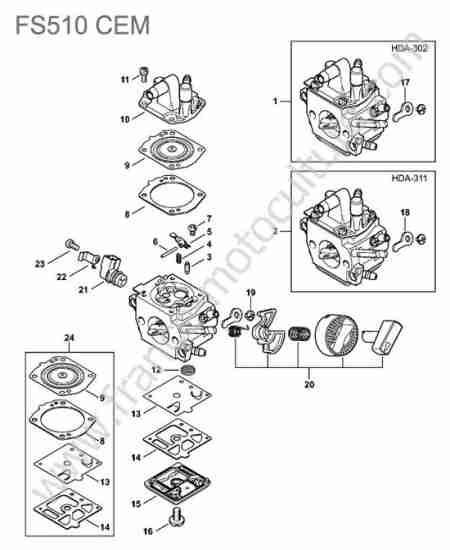 STIHL - FS510 : Carburateur hda302/hda311