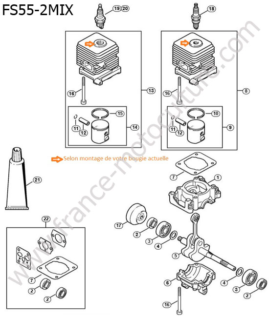 Cylindre / piston / vilebrequin STIHL FS55-2MIX