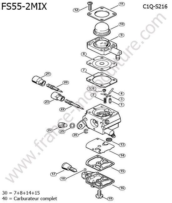 Carburateur c1q-s216 STIHL FS55-2MIX