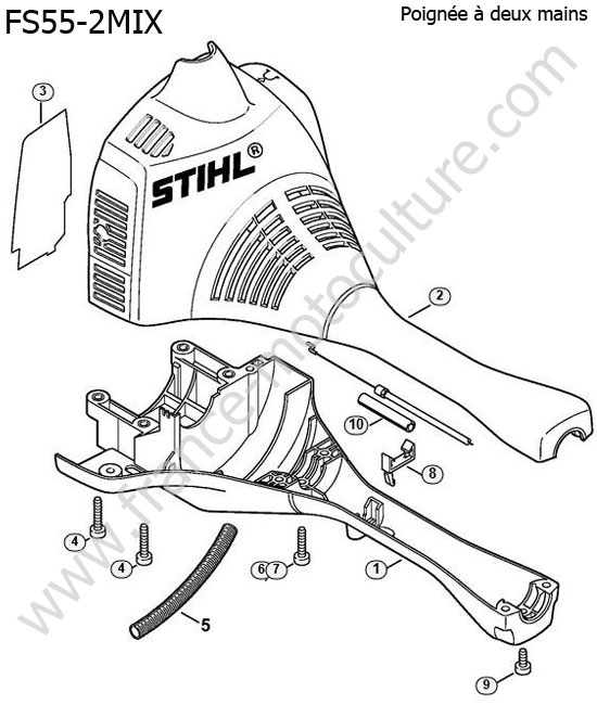 Capot moteur (2 mains) STIHL FS55-2MIX