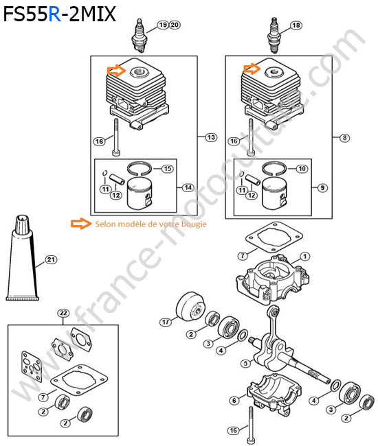 Cylindre / piston / vilebrequin STIHL FS55-R2MIX