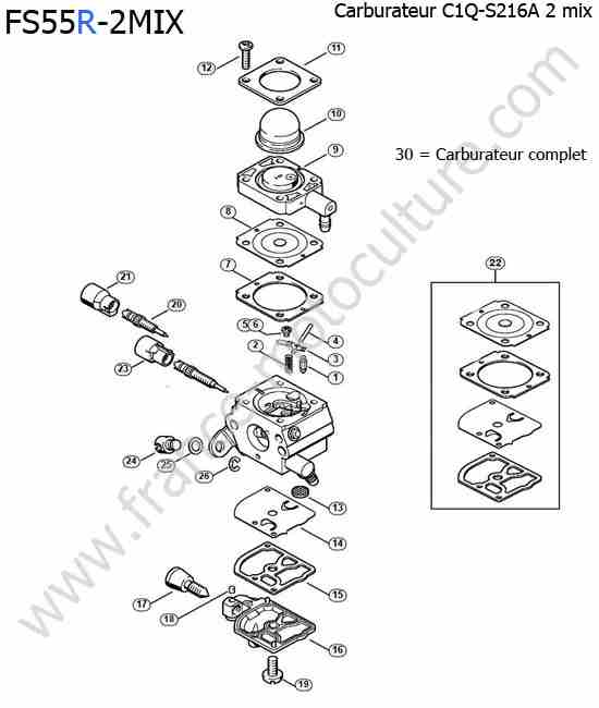 STIHL - FS55-R2MIX : Carburateur c1q-s216a