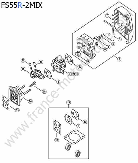 STIHL - FS55-R2MIX : Admission / filtre air