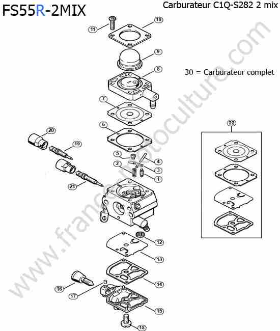 STIHL - FS55-R2MIX : Carburateur c1q-s282