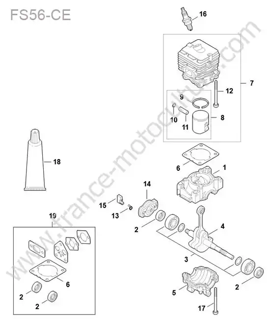Cylindre / piston /  vilebrequin STIHL FS56-C