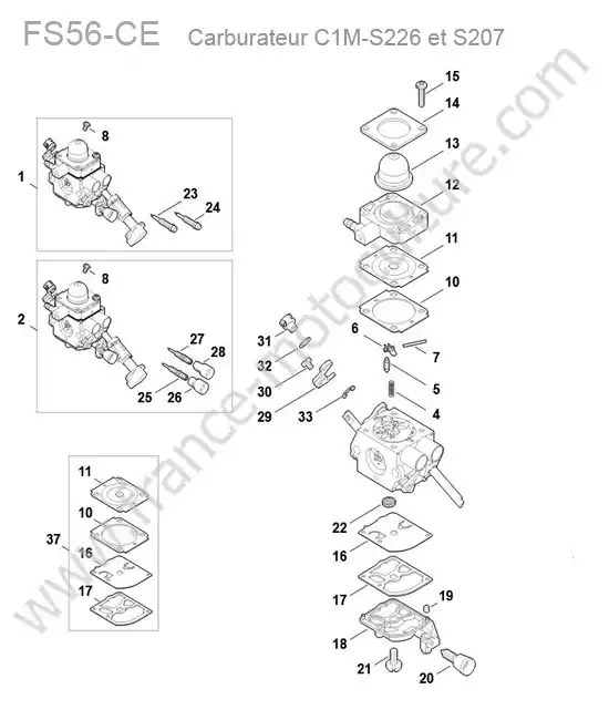 Carburateur c1m-s226/s207 STIHL FS56-C