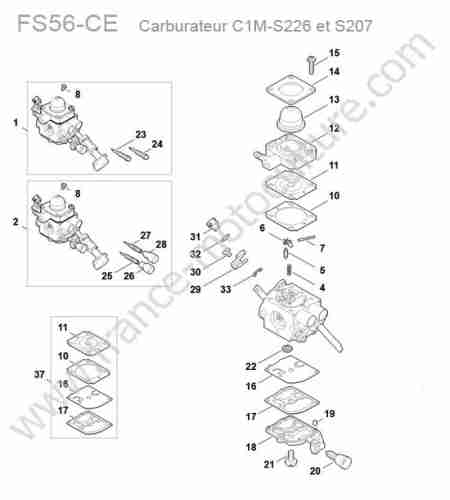 STIHL - FS56-C : Carburateur c1m-s226/s207
