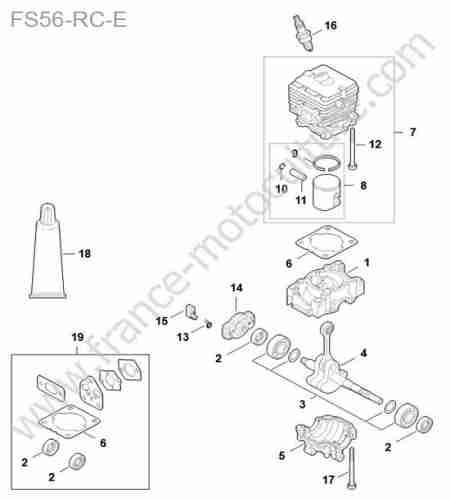 STIHL - FS56-RC : Cylindre / piston / vilebrequin