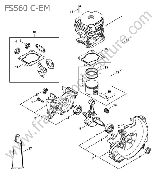 Piston / cylindre / vilebrequin STIHL FS560CEM