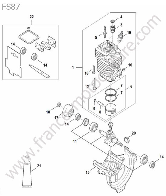 Cylindre / piston / vilebrequin STIHL FS87