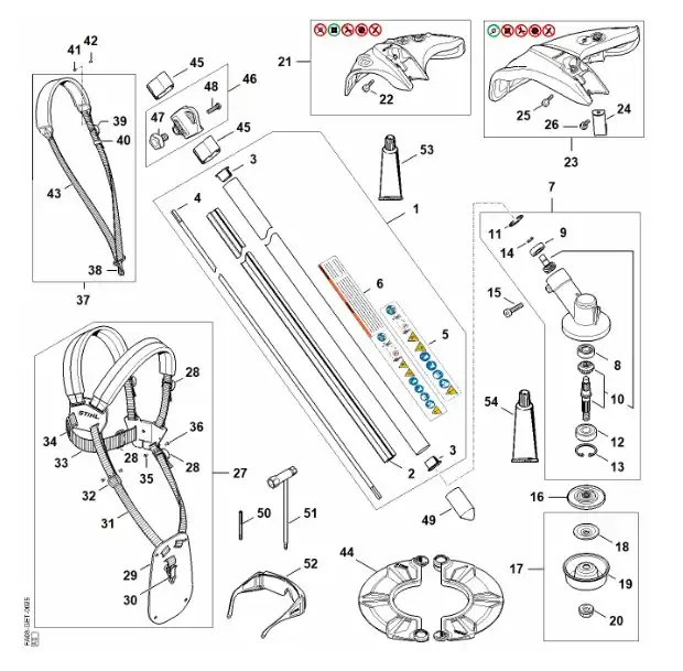 Schema assemblage (Renvoi angle / transmission) de STIHL FSA120-1 Vue éclatée (Renvoi angle / transmission) pour STIHL - FSA120-1
