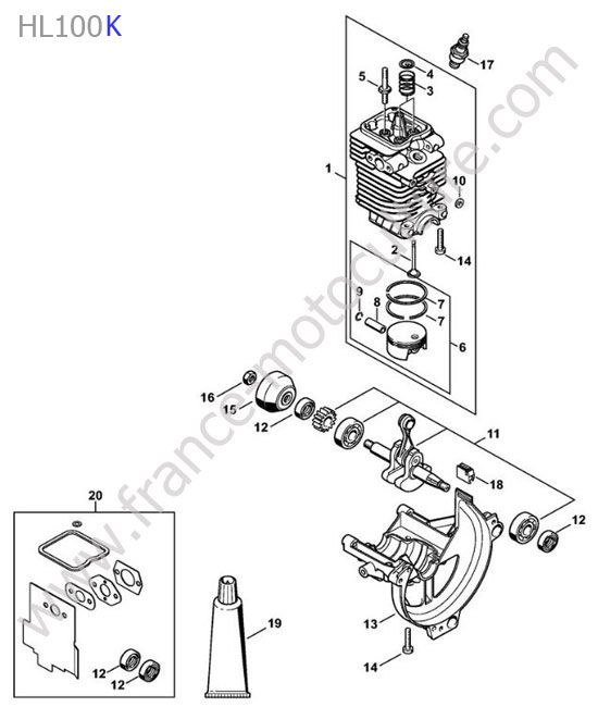 Cylindre / piston / vilebrequin STIHL HL100-K