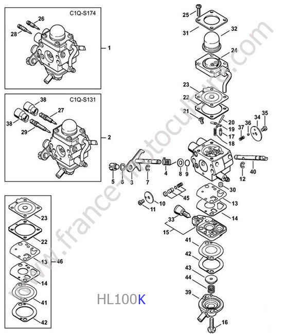 Carburateur C1Q-S131 / S174 STIHL HL100-K
