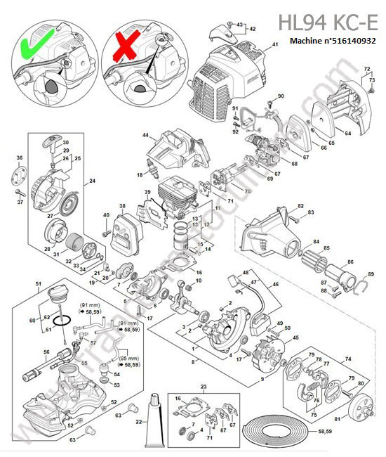 Vue éclatée (Bloc moteur) pour STIHL - HL94K Bloc moteur STIHL HL94K