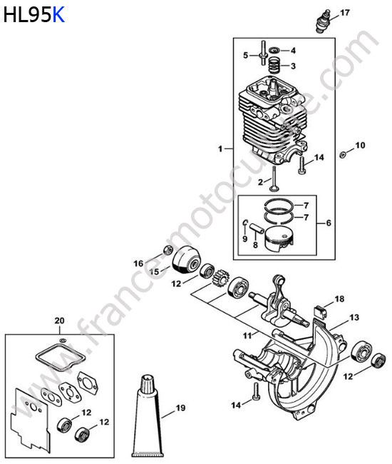 Cylindre / piston / vilebrequin STIHL HL95-K