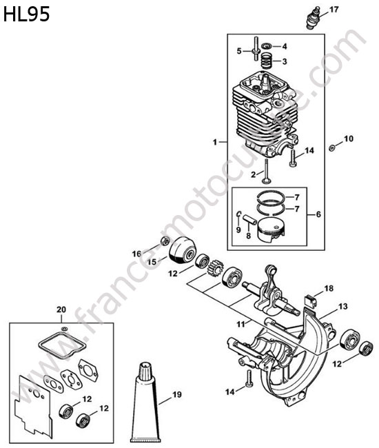 Cylindre / piston / vilebrequin STIHL HL95