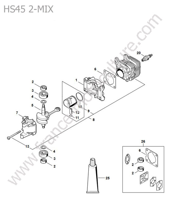 Piston / vilebrequin / cylindre STIHL HS45-2MIX