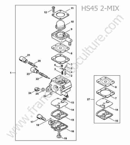STIHL - HS45-2MIX : Carburateur c1q-s 278