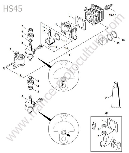 Piston / vilebrequin / cylindre STIHL HS45