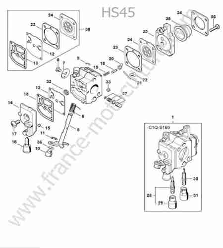 STIHL - HS45 : Carburateur c1q-s169