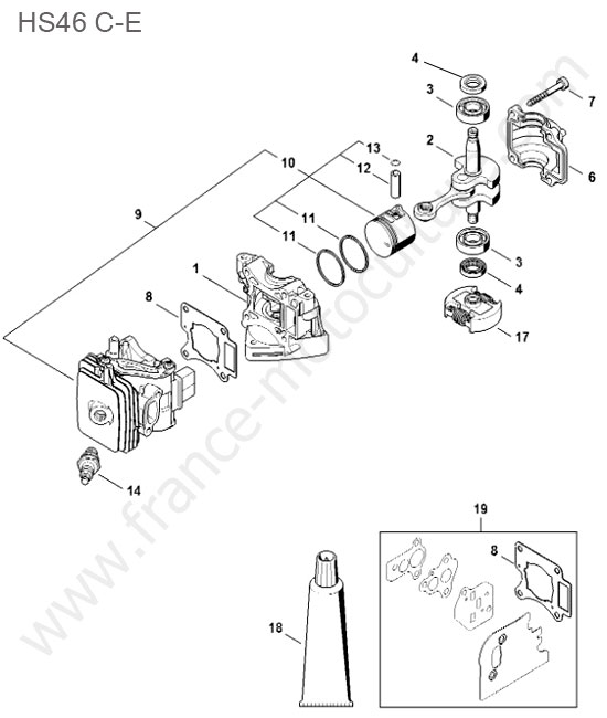 Cylindre / piston / embrayage STIHL HS46-2