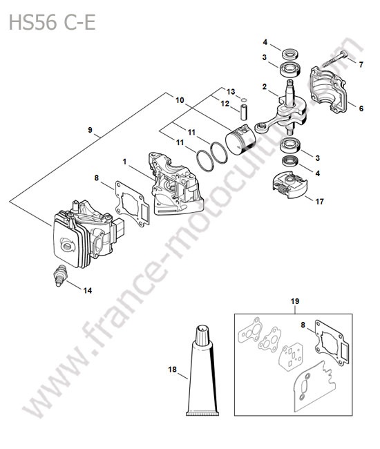 Piston / vilebrequin / cylindre STIHL HS56