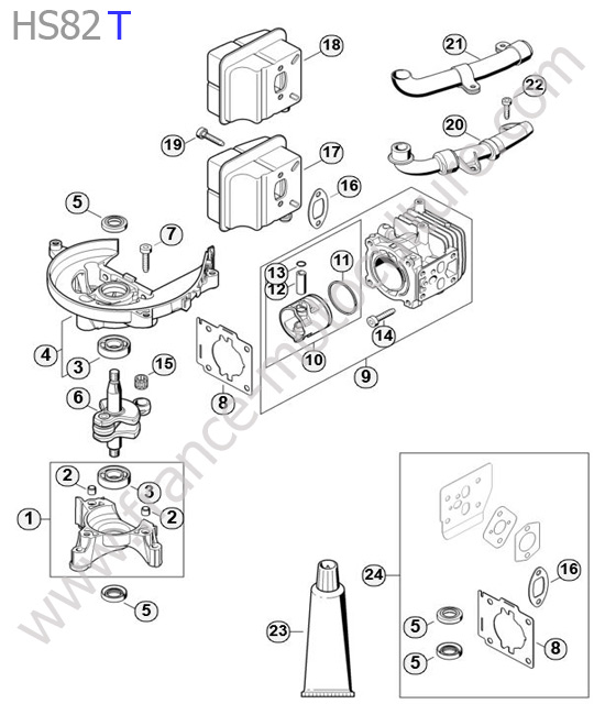 Cylindre / Piston / Echappement STIHL HS82T