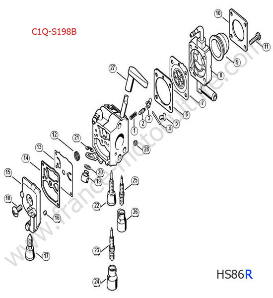 Kit Carburateur Pour Taille-haie HS81 Et HS86 - Compatible C1Q-S225 - Inclut Joints, Tuyaux, Filtre Et Billes De Démarrage