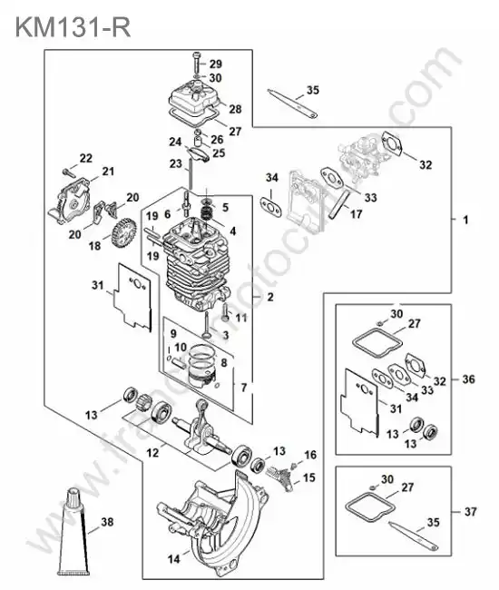 Cylindre / piston / vilebrequin STIHL KM131-R