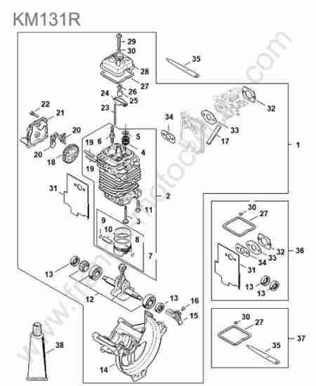 STIHL - KM131 : Cylindre / piston / segments