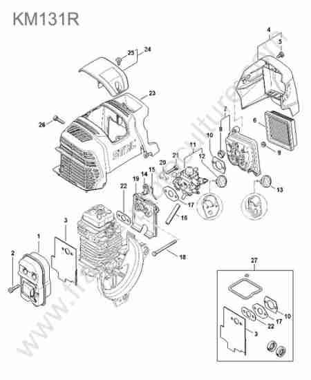 STIHL - KM131 : Silencieux / filtre air