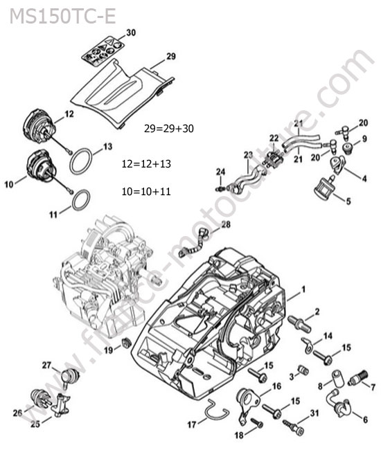 Carter moteur STIHL MS150-TCE