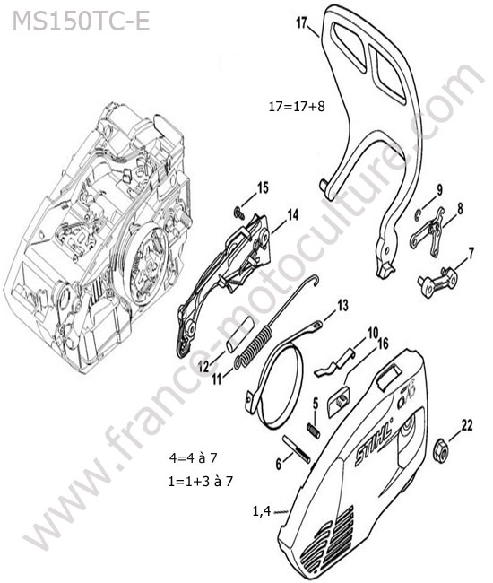 Frein chaine STIHL MS150-TCE