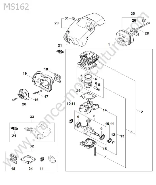 Cylindre / piston STIHL MS162