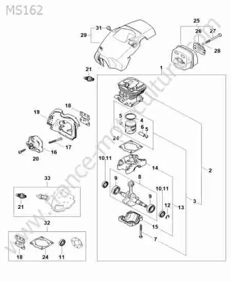 STIHL - MS162 : Cylindre / piston