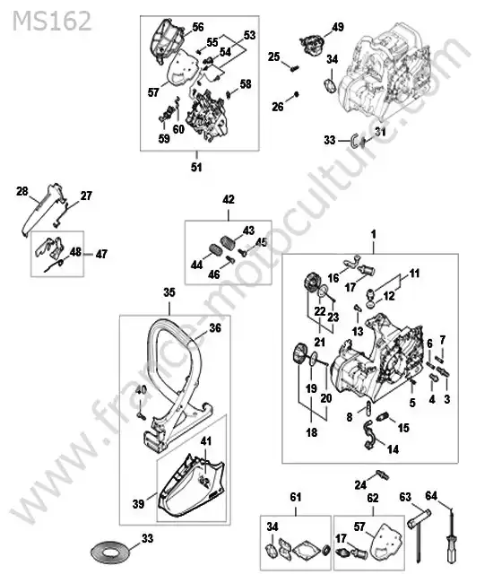 Carter moteur STIHL MS162