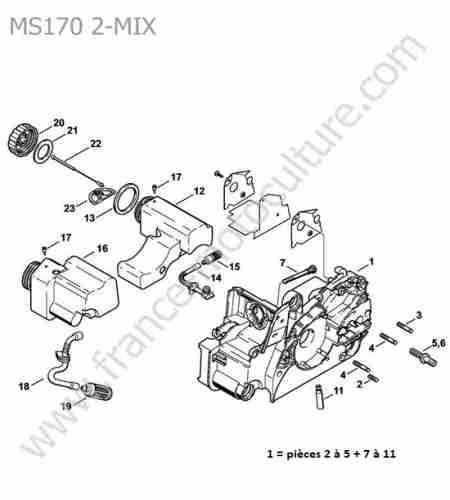 STIHL - MS170-2MIX : Carter / reservoir