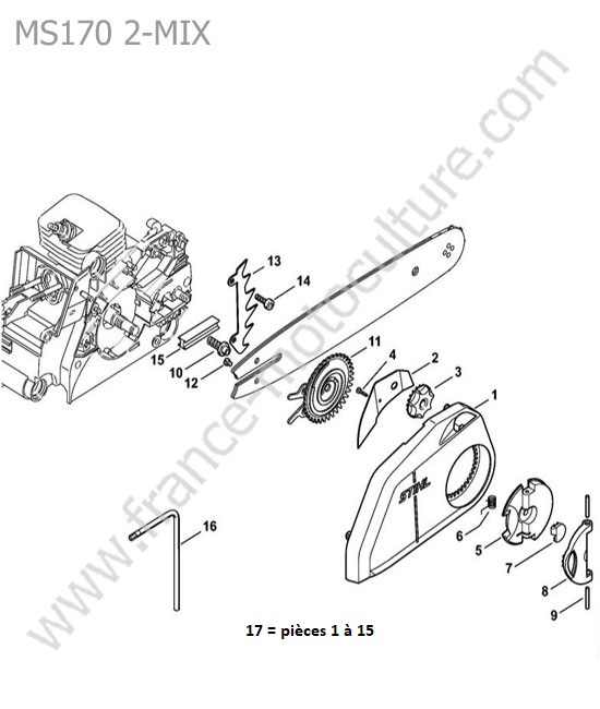 Tension chaine STIHL MS170-2MIX