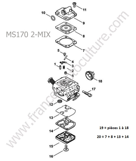 Carburateur c1q-s 237 STIHL MS170-2MIX