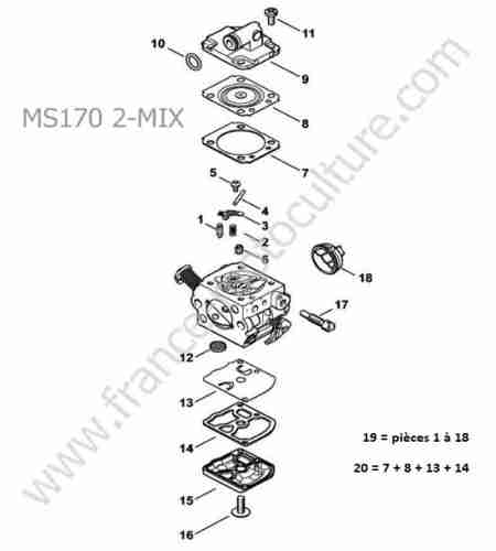 STIHL - MS170-2MIX : Carburateur c1q-s 237