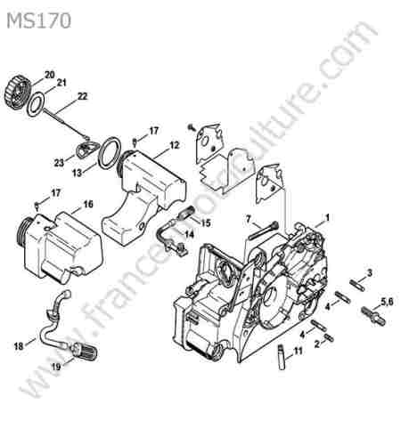 STIHL - MS170 : Carter moteur / reservoir