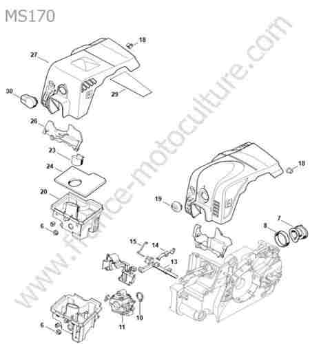 STIHL - MS170 : Capot / filtre air