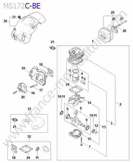 STIHL - MS172-2 : Vilebrequin / cylindre / piston