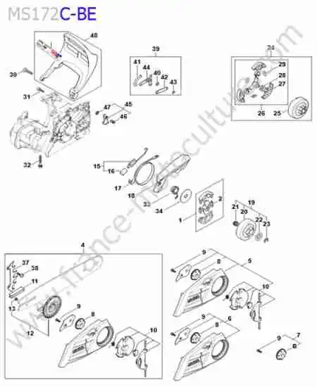 STIHL - MS172-2 : Embrayage / tendeur chaine