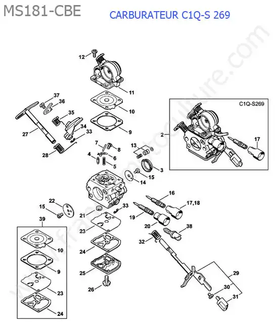 Carburateur c1q-s 269 STIHL MS181-CBE