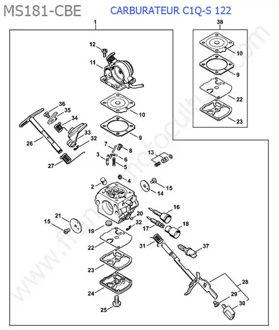 Carburateur c1q-s122 STIHL MS181-CBE