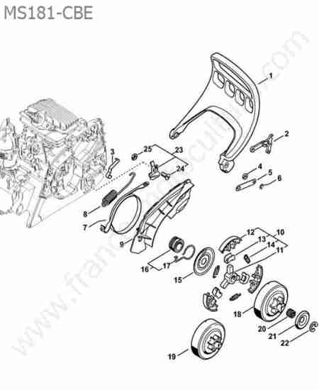 STIHL - MS181-CBE : Embrayage / frein chaine