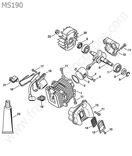 Cylindre / echappement / allumage STIHL MS190