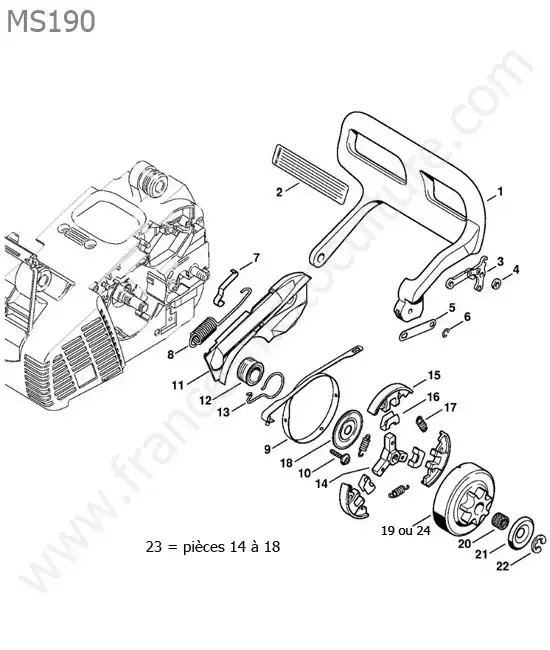 Embrayage / frein chaine STIHL MS190