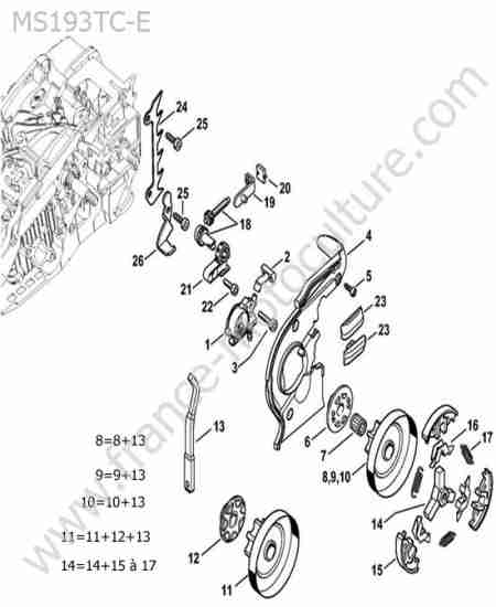 STIHL - MS193T-CE : Pompe huile / embrayage